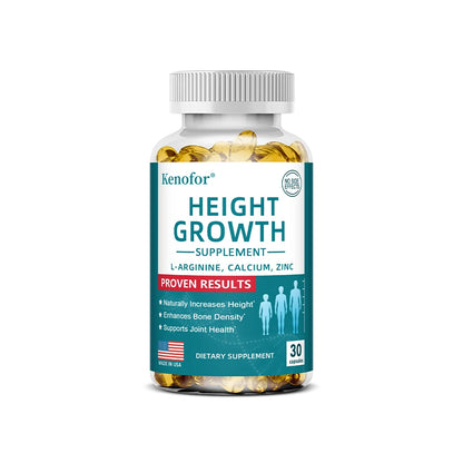 Natural Height Growth Calcium Vitamin D Supplement Vegetarian Capsules, Increase Bone Strength, Height Promoter Capsules Adults