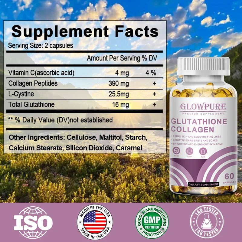 Skin Whitening & Anti-Aging Capsules - Glutathione Collagen Supplement with Antioxidant for Dull Skin