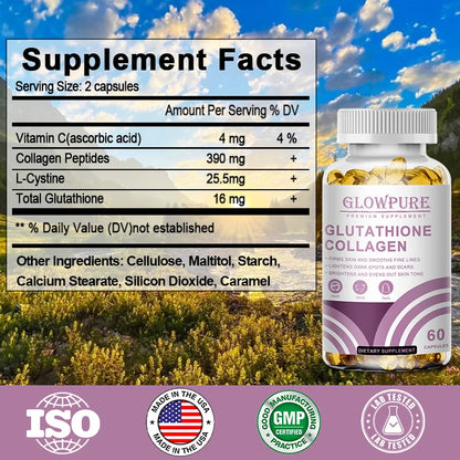 Skin Whitening & Anti-Aging Capsules - Glutathione Collagen Supplement with Antioxidant for Dull Skin