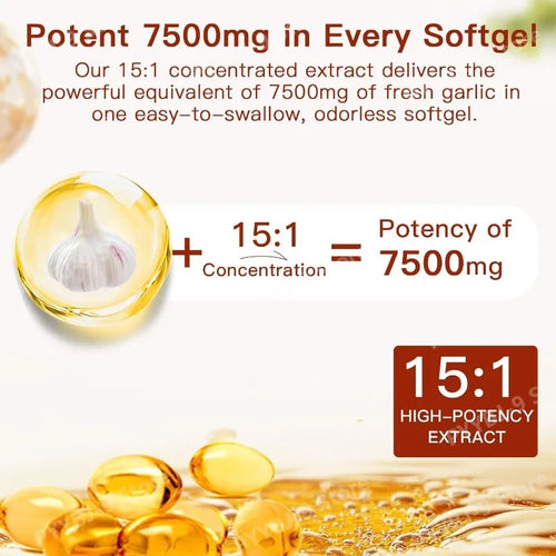 Aged Garlic Extract Supplement Odorless Capsules 7500mg Equivalent Plant-Based Non-GMO Daily Nutritional Support 300 Count
