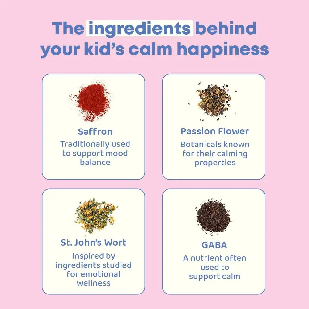 Mood Saffron Gummies for Kids 4+ | Saffron Supplement with GABA, Passion Flower - Brain Support & Kids Focus Gummies, Sugar Free