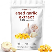 Aged Garlic Extract Supplement Odorless Capsules 7500mg Equivalent Plant-Based Non-GMO Daily Nutritional Support 300 Count