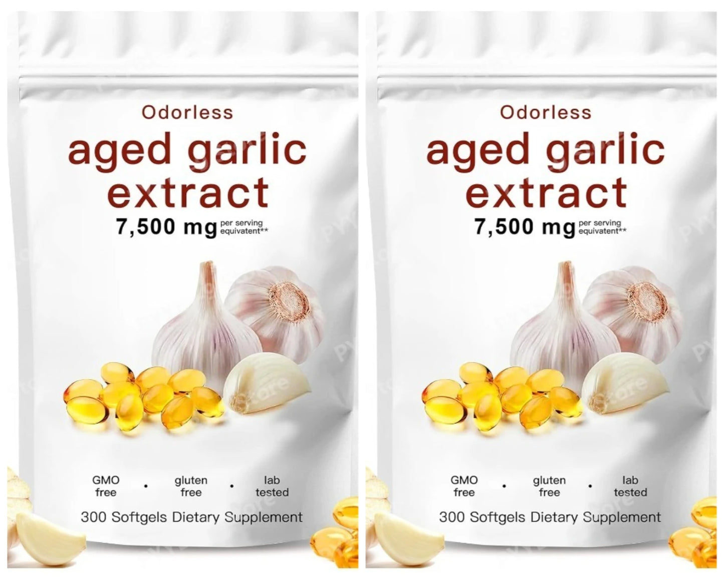 Aged Garlic Extract Supplement Odorless Capsules 7500mg Equivalent Plant-Based Non-GMO Daily Nutritional Support 300 Count