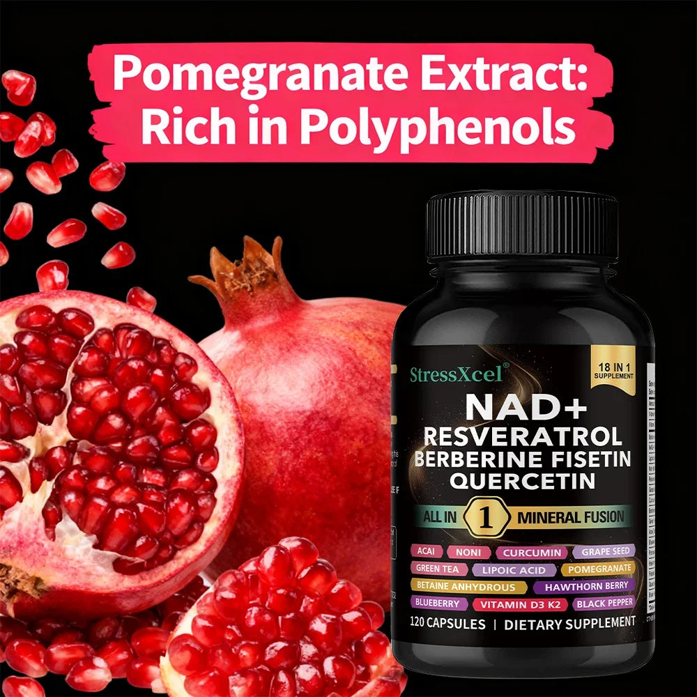NAD+ Supplement with Resveratrol - Boost NAD+ Levels, Energy & Anti-Aging Support - Superior Absorption, Vegan, 120 Softgels