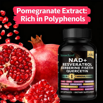 NAD+ Supplement with Resveratrol - Boost NAD+ Levels, Energy & Anti-Aging Support - Superior Absorption, Vegan, 120 Softgels