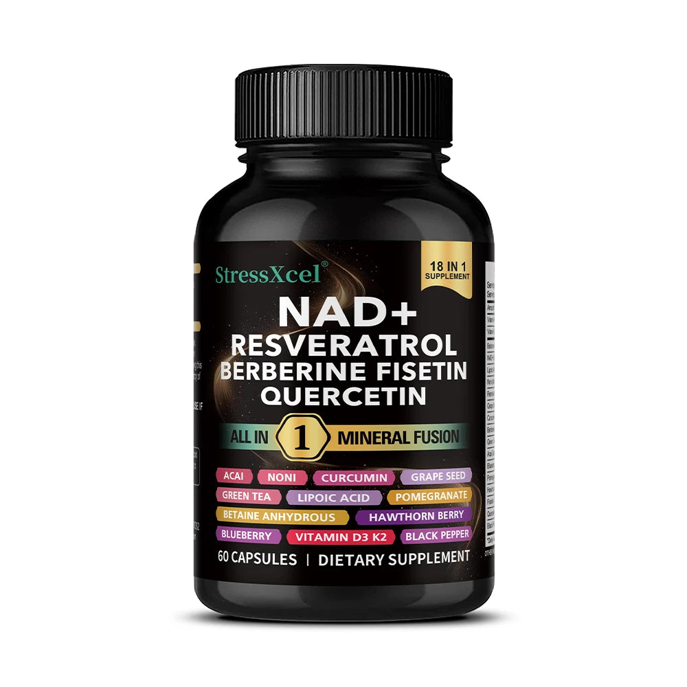 NAD+ Supplement with Resveratrol - Boost NAD+ Levels, Energy & Anti-Aging Support - Superior Absorption, Vegan, 120 Softgels