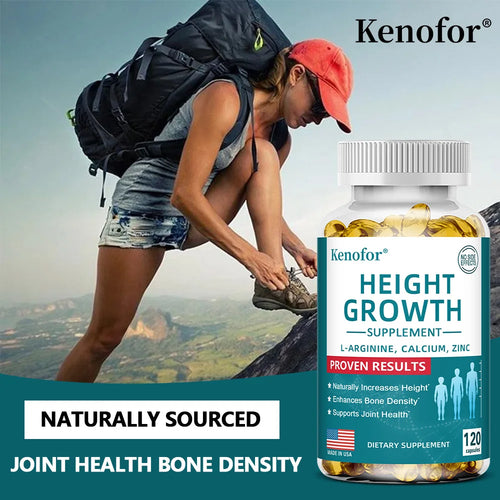 Natural Height Growth Calcium Vitamin D Supplement Vegetarian Capsules, Increase Bone Strength, Height Promoter Capsules Adults