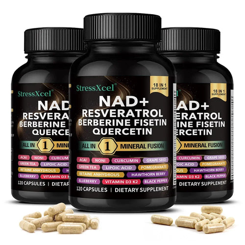 NAD+ Supplement with Resveratrol - Boost NAD+ Levels, Energy & Anti-Aging Support - Superior Absorption, Vegan, 120 Softgels