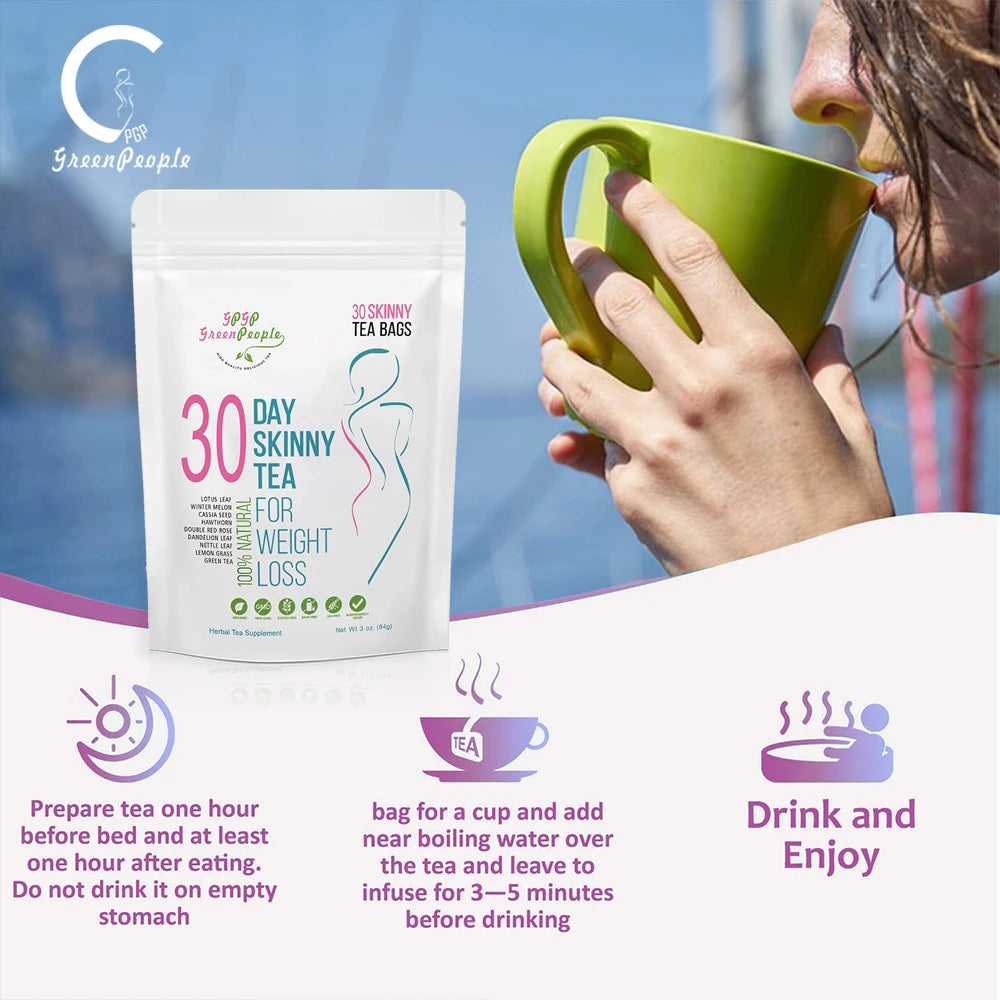 Natural 40 Days Herbal Skinny Detox Weight Loss Supplement No Caffeine Non-GMO Health Food Vitamins And Supplements