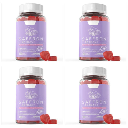 Saffron Extract Gummies 88.5mg with Vitamins C D3 B6 B12, Sugar-Free Mixed Berry, 60 Vegan Gummies