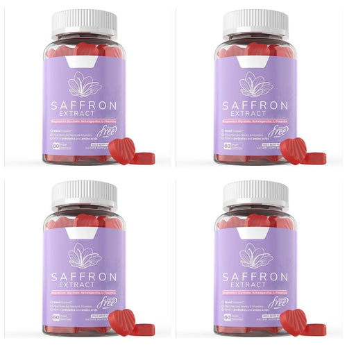 Saffron Extract Gummies 88.5mg with Vitamins C D3 B6 B12, Sugar-Free Mixed Berry, 60 Vegan Gummies