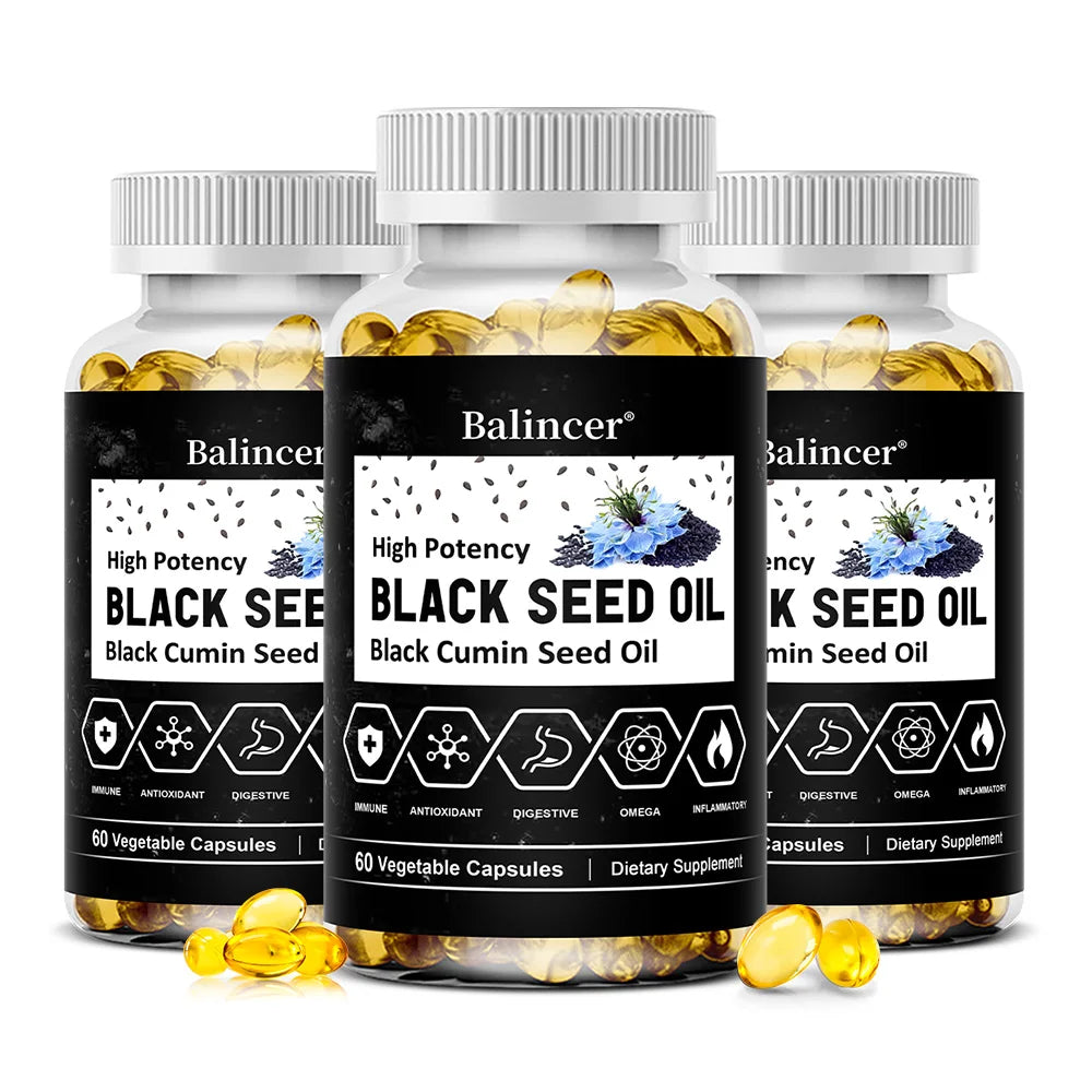 Organic Black Cumin Seed Oil Capsules 500mg, Supports Immunity, Joint, Hair & Skin Health, Joint Flexibility & Digestion
