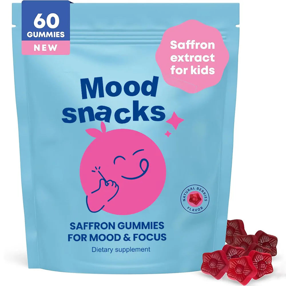 Mood Saffron Gummies for Kids 4+ | Saffron Supplement with GABA, Passion Flower - Brain Support & Kids Focus Gummies, Sugar Free