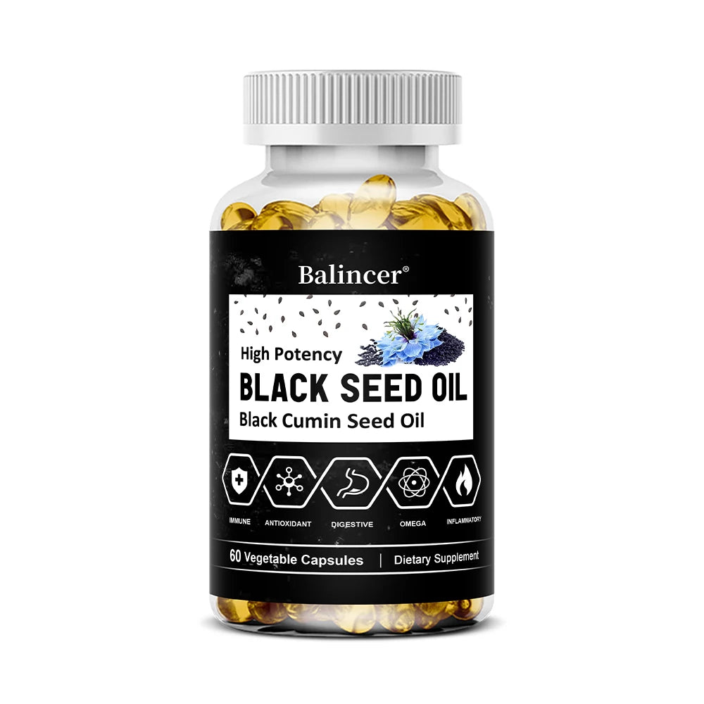 Organic Black Cumin Seed Oil Capsules 500mg, Supports Immunity, Joint, Hair & Skin Health, Joint Flexibility & Digestion