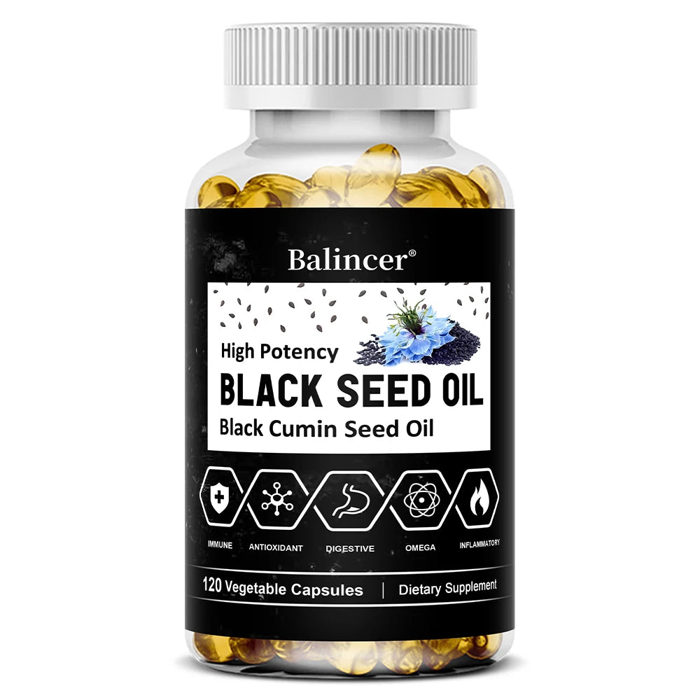 Organic Black Cumin Seed Oil Capsules 500mg, Supports Immunity, Joint, Hair & Skin Health, Joint Flexibility & Digestion