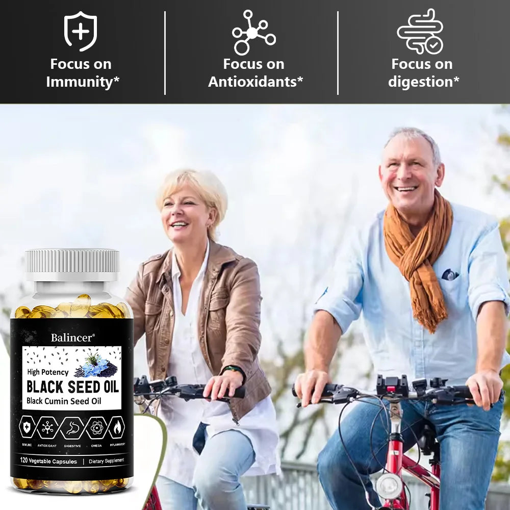Organic Black Cumin Seed Oil Capsules 500mg, Supports Immunity, Joint, Hair & Skin Health, Joint Flexibility & Digestion