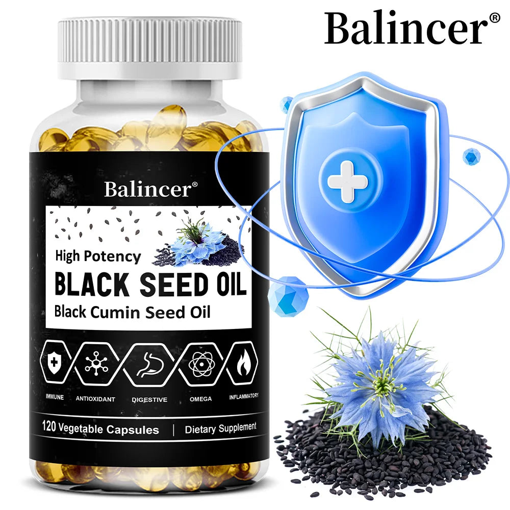 Organic Black Cumin Seed Oil Capsules 500mg, Supports Immunity, Joint, Hair & Skin Health, Joint Flexibility & Digestion