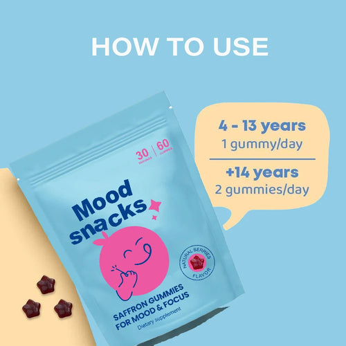 Mood Saffron Gummies for Kids 4+ | Saffron Supplement with GABA, Passion Flower - Brain Support & Kids Focus Gummies, Sugar Free