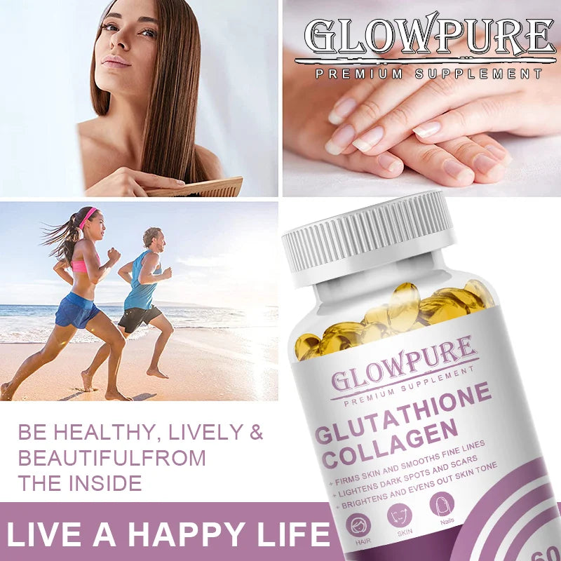 Glutathione Collagen Capsules for Skin Tone Support, Antioxidant, and Daily Beauty Care with Vitamin C L-Cystine Vegan, Natural