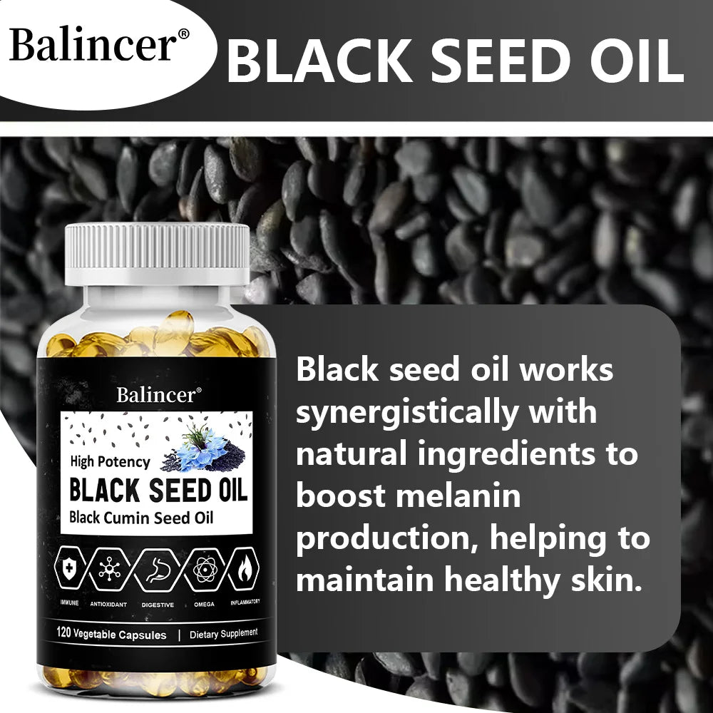 Organic Black Cumin Seed Oil Capsules 500mg, Supports Immunity, Joint, Hair & Skin Health, Joint Flexibility & Digestion