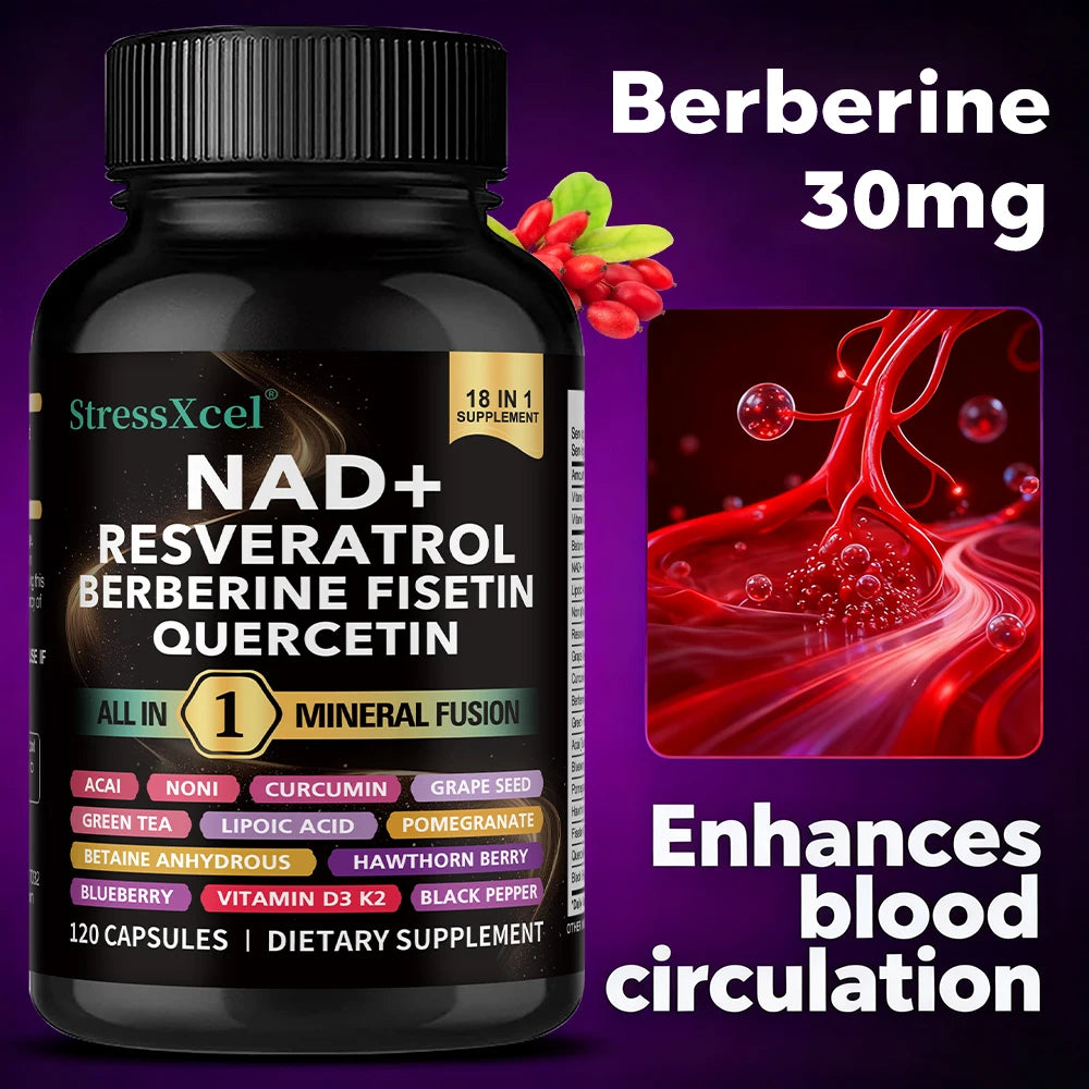 NAD+ Supplement with Resveratrol - Boost NAD+ Levels, Energy & Anti-Aging Support - Superior Absorption, Vegan, 120 Softgels