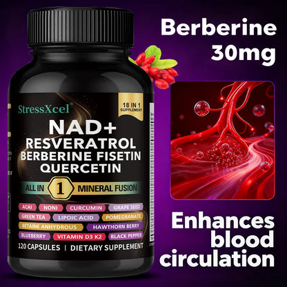 NAD+ Supplement with Resveratrol - Boost NAD+ Levels, Energy & Anti-Aging Support - Superior Absorption, Vegan, 120 Softgels