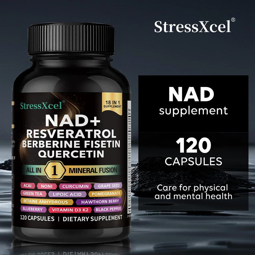 NAD+ Supplement with Resveratrol - Boost NAD+ Levels, Energy & Anti-Aging Support - Superior Absorption, Vegan, 120 Softgels