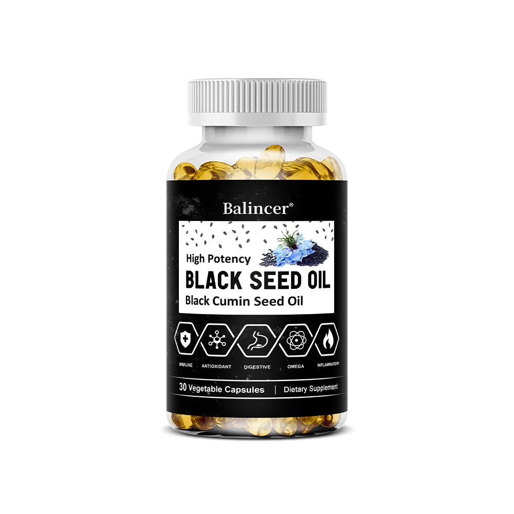 Organic Black Cumin Seed Oil Capsules 500mg, Supports Immunity, Joint, Hair & Skin Health, Joint Flexibility & Digestion