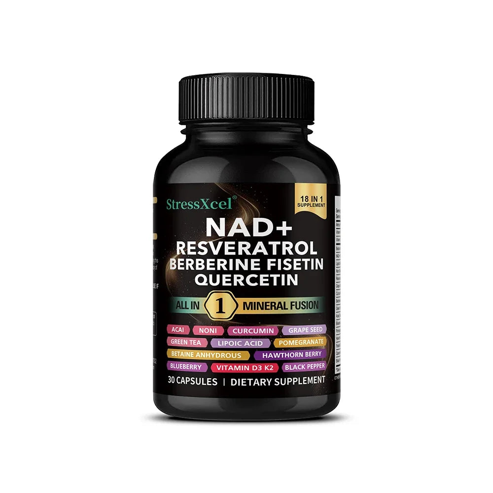 NAD+ Supplement with Resveratrol - Boost NAD+ Levels, Energy & Anti-Aging Support - Superior Absorption, Vegan, 120 Softgels